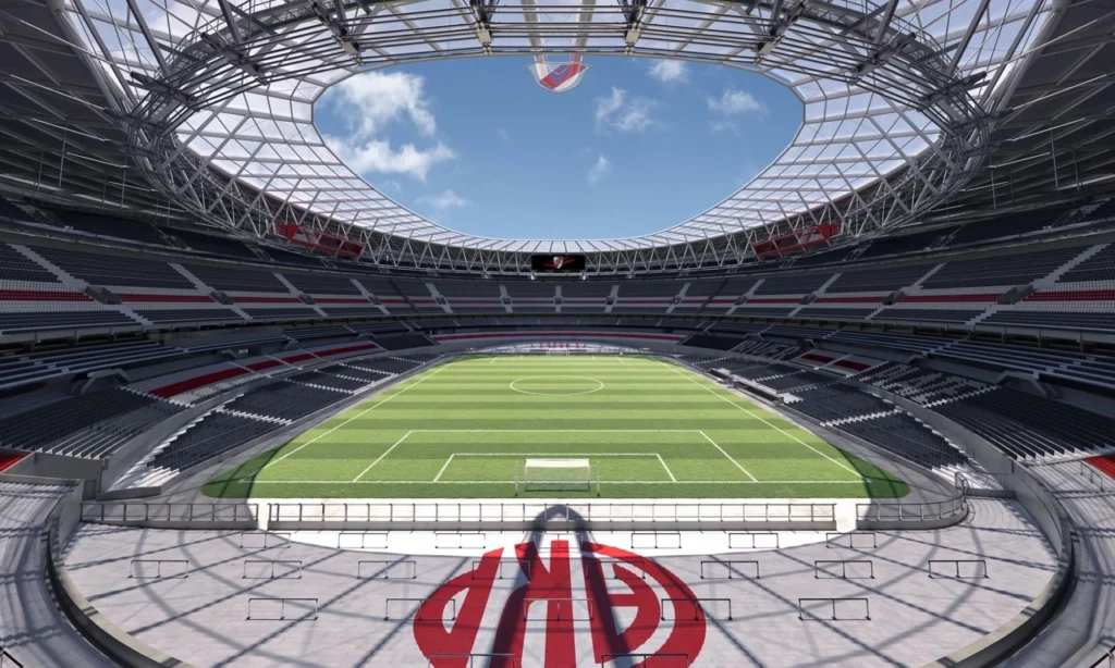render del interior del estadio River techado