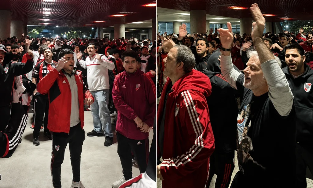 protestas en el hall central de River
