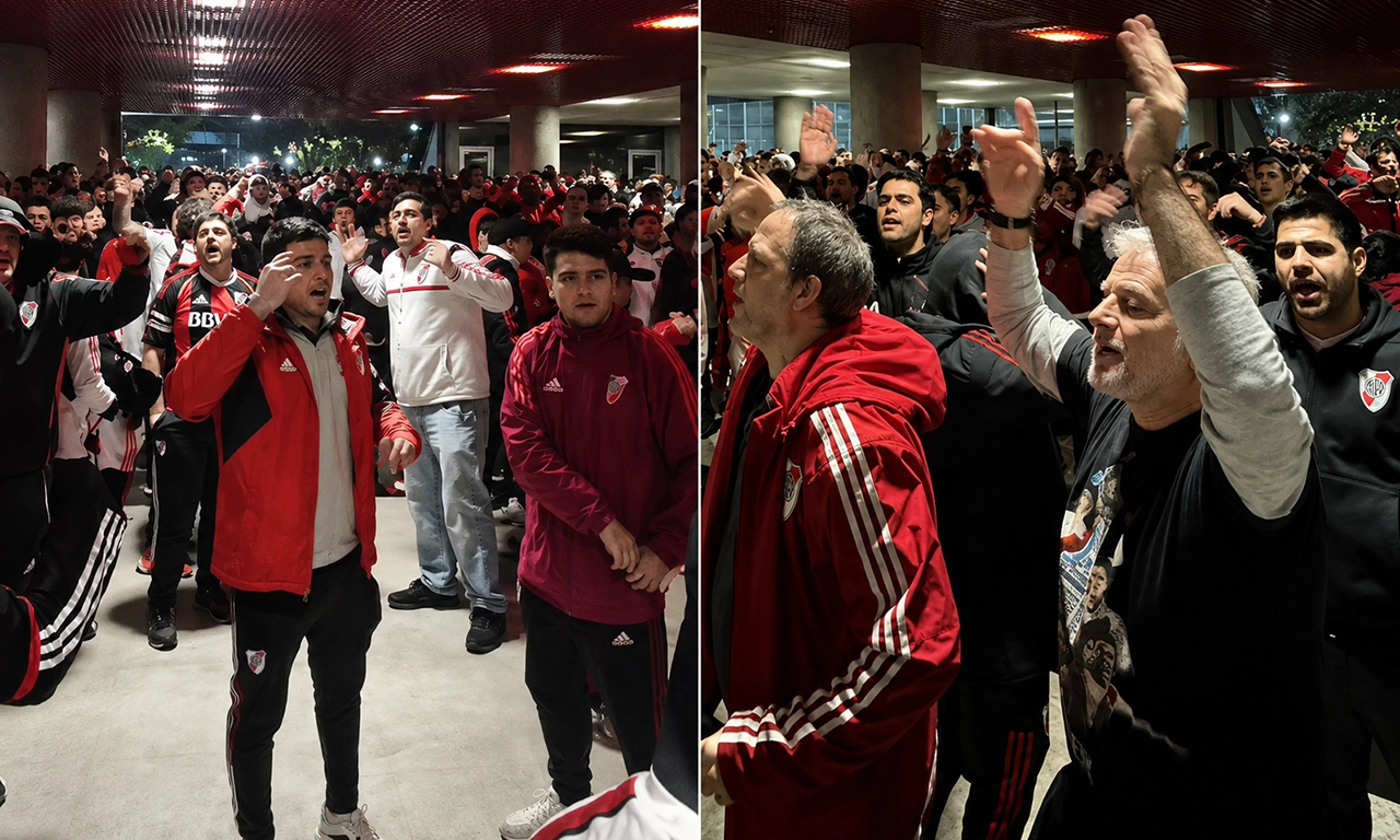protestas en el hall central de River